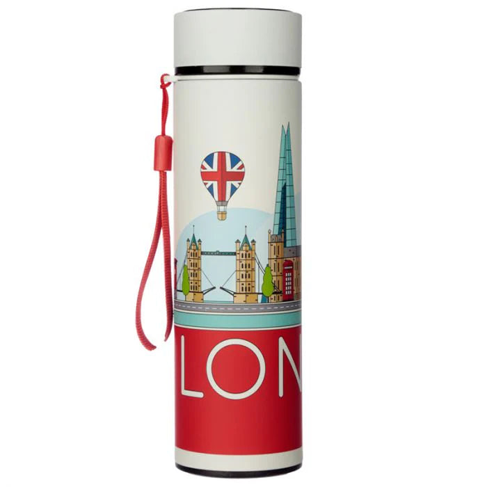 Stainless Steel Water Bottle with Digital Thermometer - London 