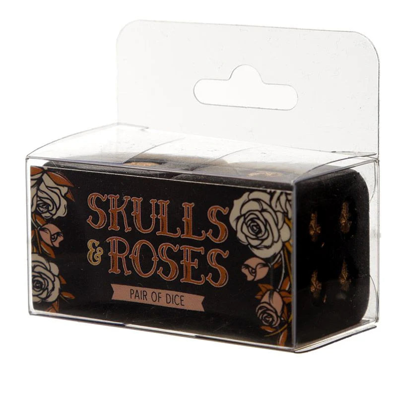 Ensemble 2 Dés Skulls & Roses - Noir & Crânes Dorés