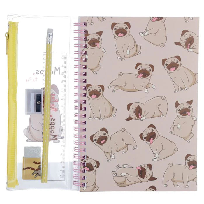 Set de papelería de 6 piezas - Perro Pug