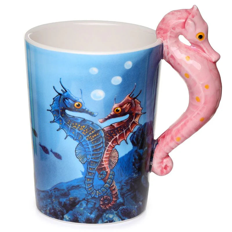 Mug with Seahorse handle by Lisa Parker 