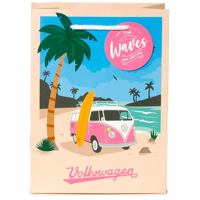 Sac Cadeau - Volkswagen - Van Bus Combi VW T1 The Waves are Calling  23 x 17 x 9 cm